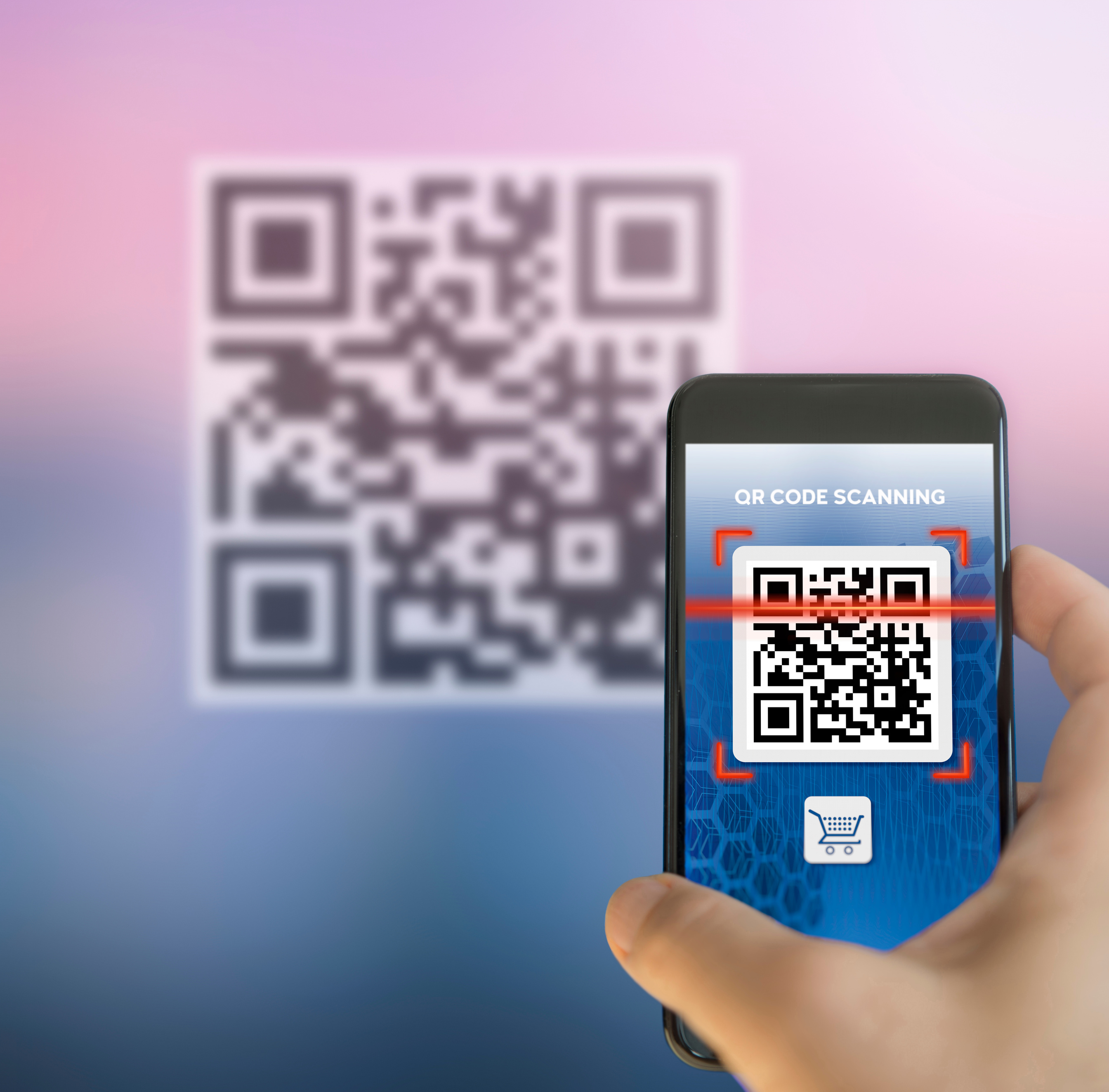 QR code scanning for payment with E wallet as cashless technology concept