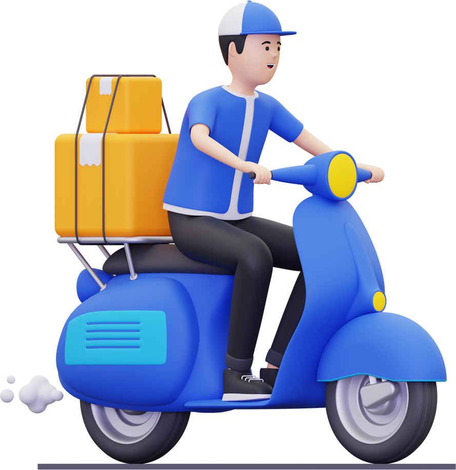 3d Delivery man delivering product illustration