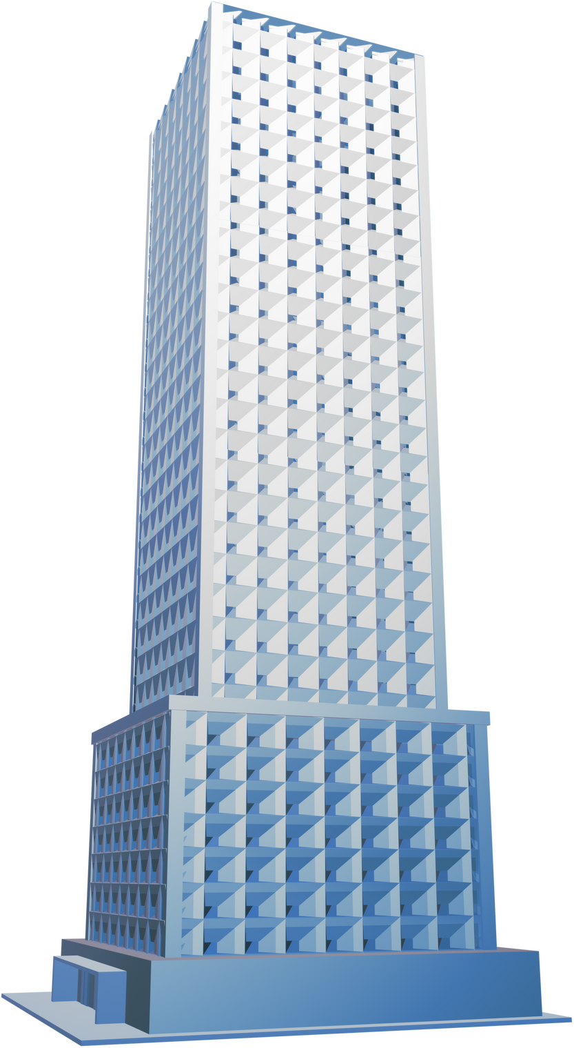 3d skyscraper white blue